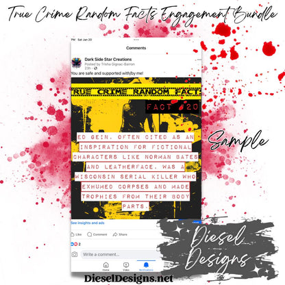 True Crime Random Facts | Engagement graphics | 30 Files | Canva Editable