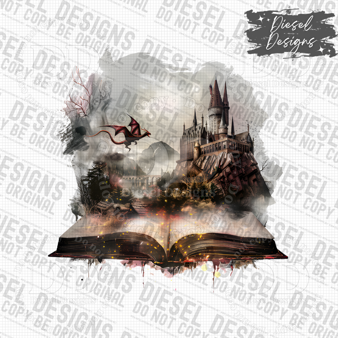 Dragon Book Castle PNG  | 300 DPI | Transparent PNG | Digital File Only