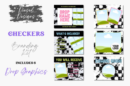 Checkers Branding Kit | Website Kit | Business Card | Logo | Facebook Cover | Editable in Canva