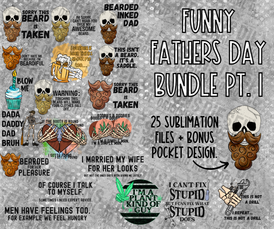 Fathers Day Part 1 - Sublimation Files | 300 DPI | PNG | Sublimation Files | 26 Files