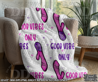 Good Vibes Only Pink | 300 DPI | Seamless 12"x12" | 2 sizes Included