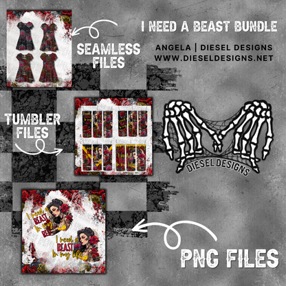 I need a beast | 300 DPI | PNG | Seamless | Tumbler Wraps