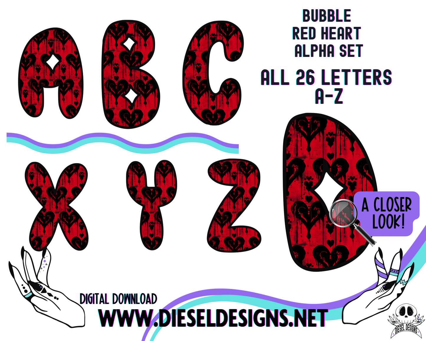 Bubble Red Alpha Set | 300 DPI | Transparent PNG | Alpha Set | A-Z Included |