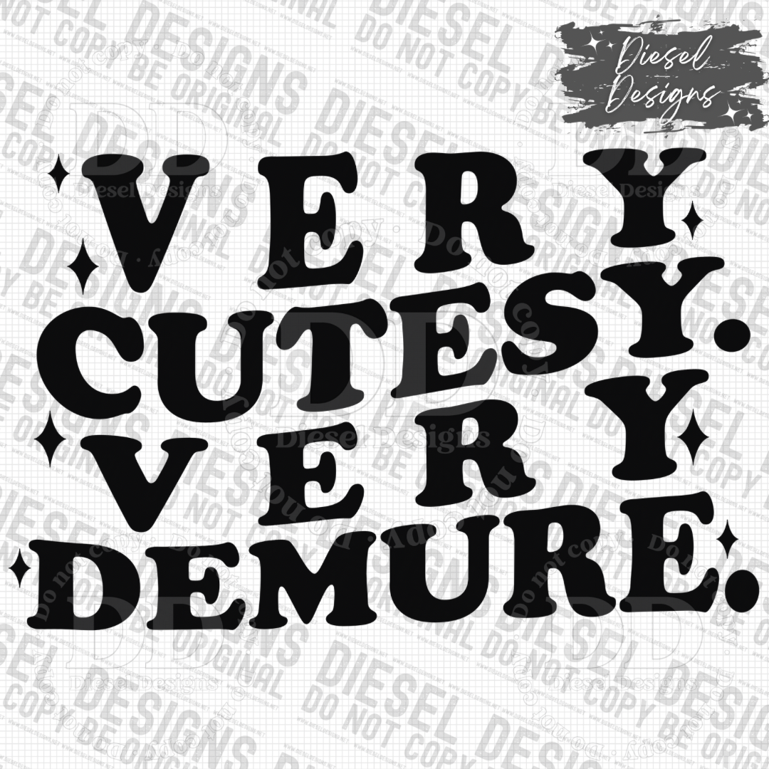 Very Cutesy, Very Demure Wavy Text PNG  | 300 DPI | Transparent PNG | Digital File Only