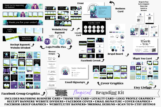 Magical Business Branding Kit | Website Kit | Business Card | Logo | Facebook Cover | Editable in Canva
