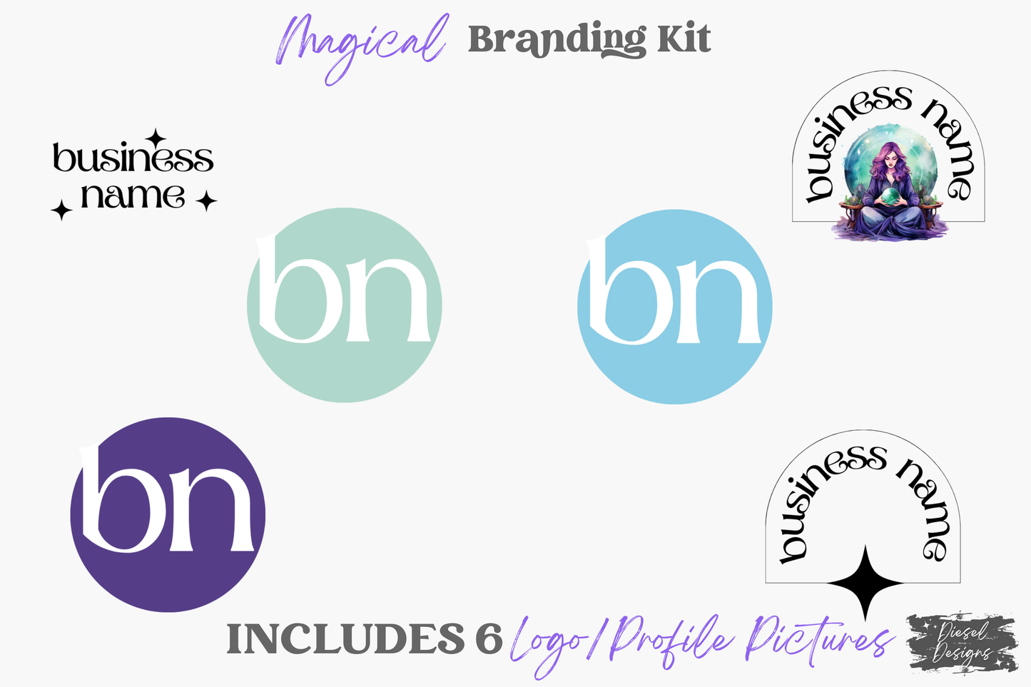 Magical Business Branding Kit | Website Kit | Business Card | Logo | Facebook Cover | Editable in Canva