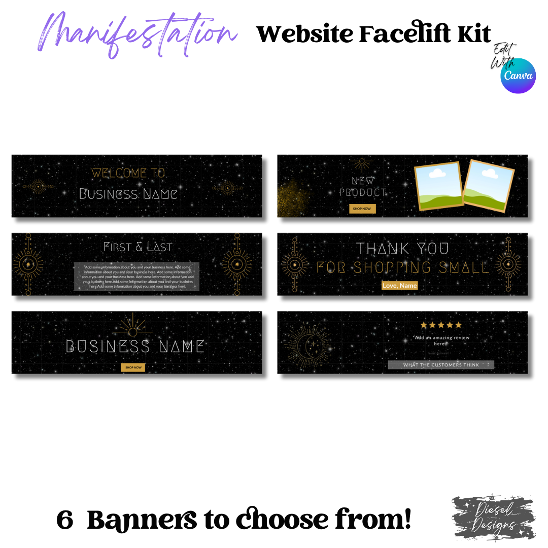 Manifestation Website Kits | Website Kits | Editable graphics included