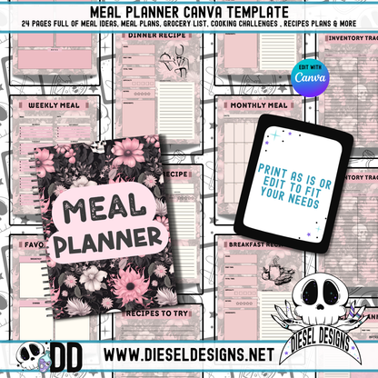 Meal Planner | Canva Template | 24 Pages | Printable | Editable