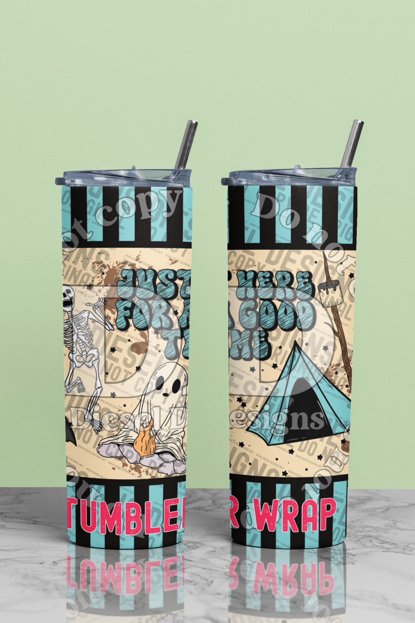 Here for a good time | 300 DPI | 20 oz Skinny Tumbler Wrap