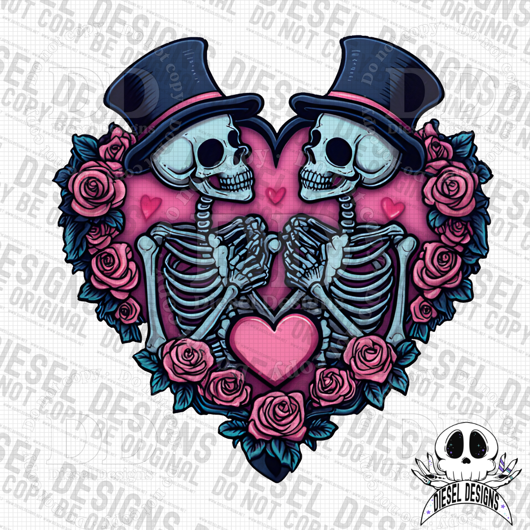 VDay Skellie Couple PNG  | 300 DPI | Transparent PNG | Digital File Only