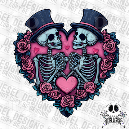 VDay Skellie Couple PNG  | 300 DPI | Transparent PNG | Digital File Only