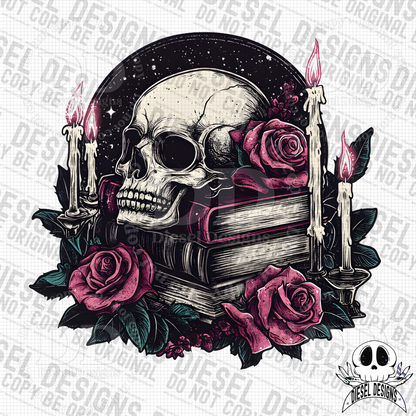 Skull Book Stack PNG  | 300 DPI | Transparent PNG | Digital File Only