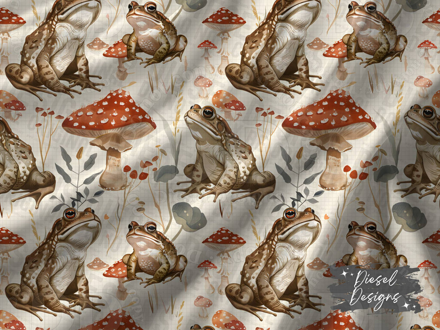 Mushrooms and Frogs 4 Seamless | Seamless File | 300 DPI | 12" x 12" | Digital File only