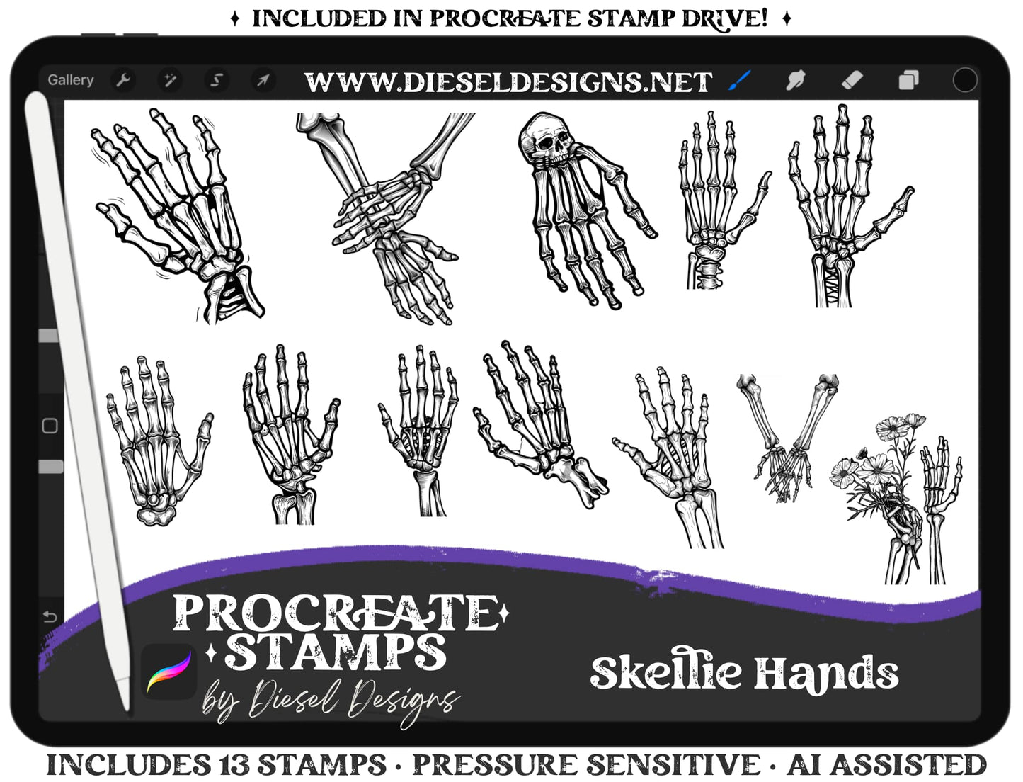 Skellie Hands | PROCREATE BRUSHES/STAMPS | Digital File Only