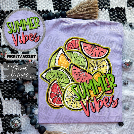 Summer Vibes Fruit Pocket Set | PNG | Pocket Set | 300 DPI | Transparent PNG | Digital File Only