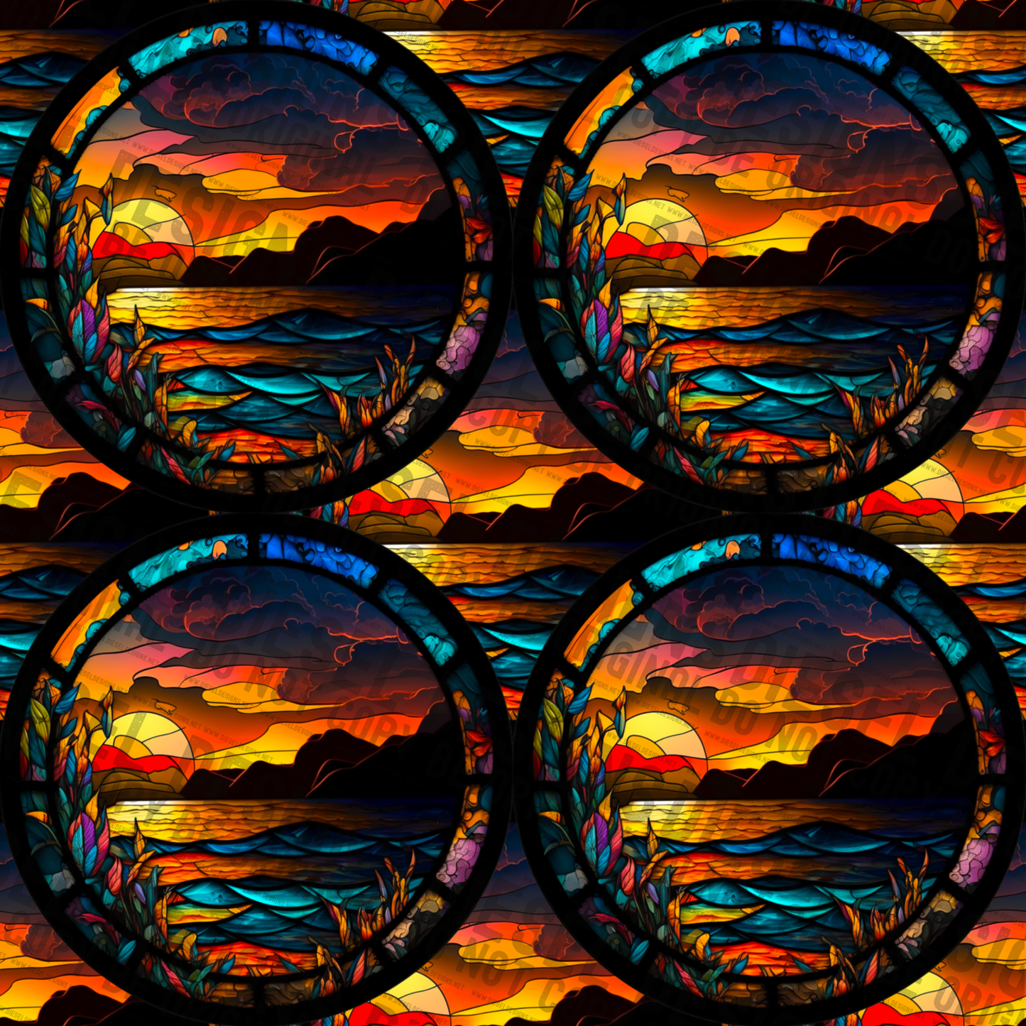 Sunset Glass | 300 DPI | 12" x 12" | Seamless File