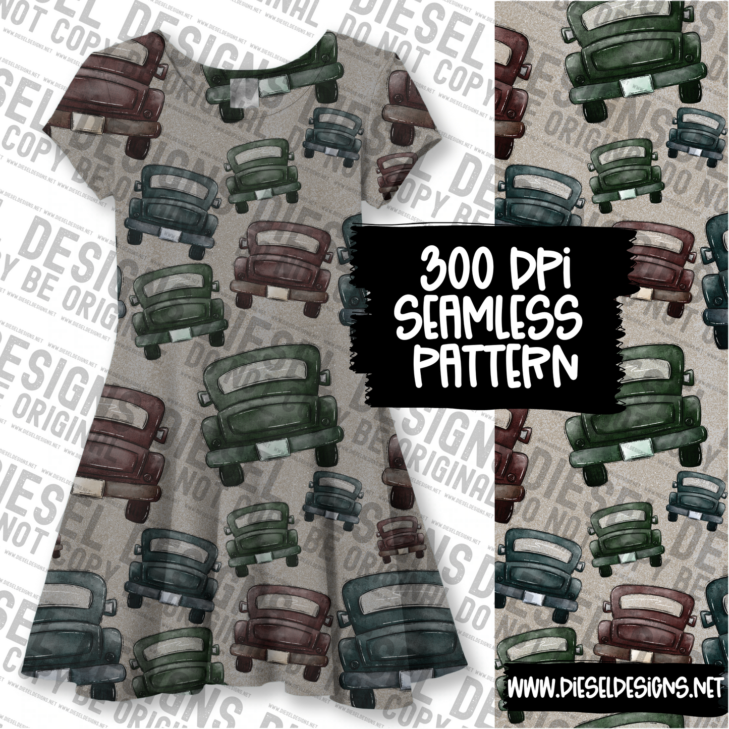 Trucks Beige | 300 DPI | 12" x 12" | Seamless File