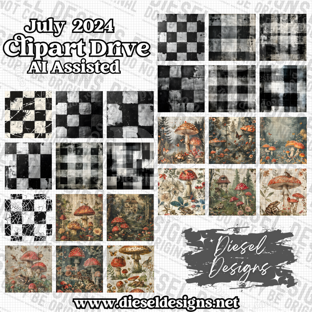 July 2024 Clipart Drive - AI Assisted | 300 DPI | Transparent PNG | Clipart