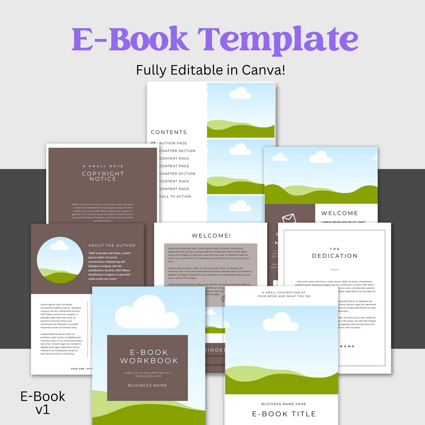 Version 1 | E-Book Template | Editable graphics included | Canva