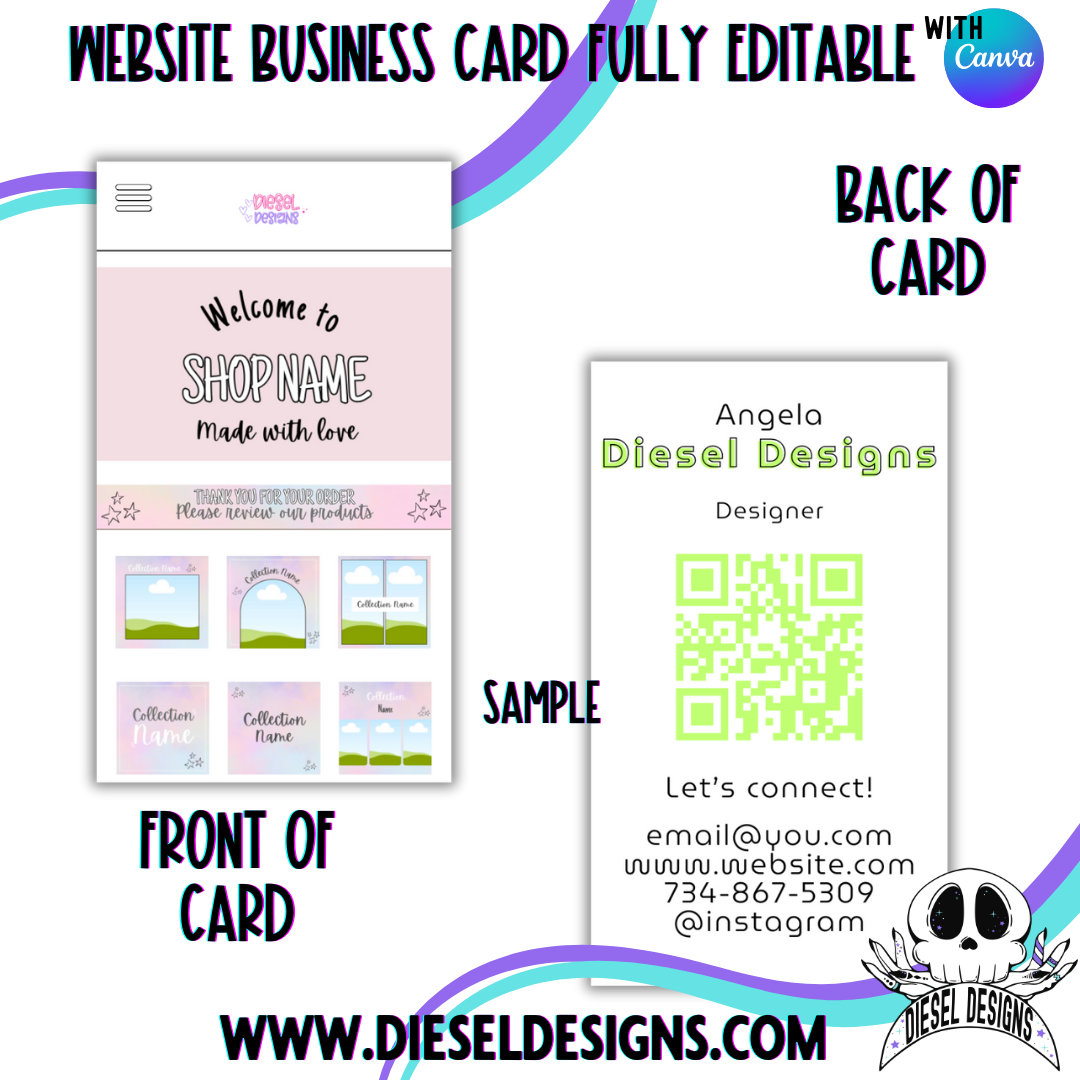 Website Style Business Card | Business Card | Editable in Canva