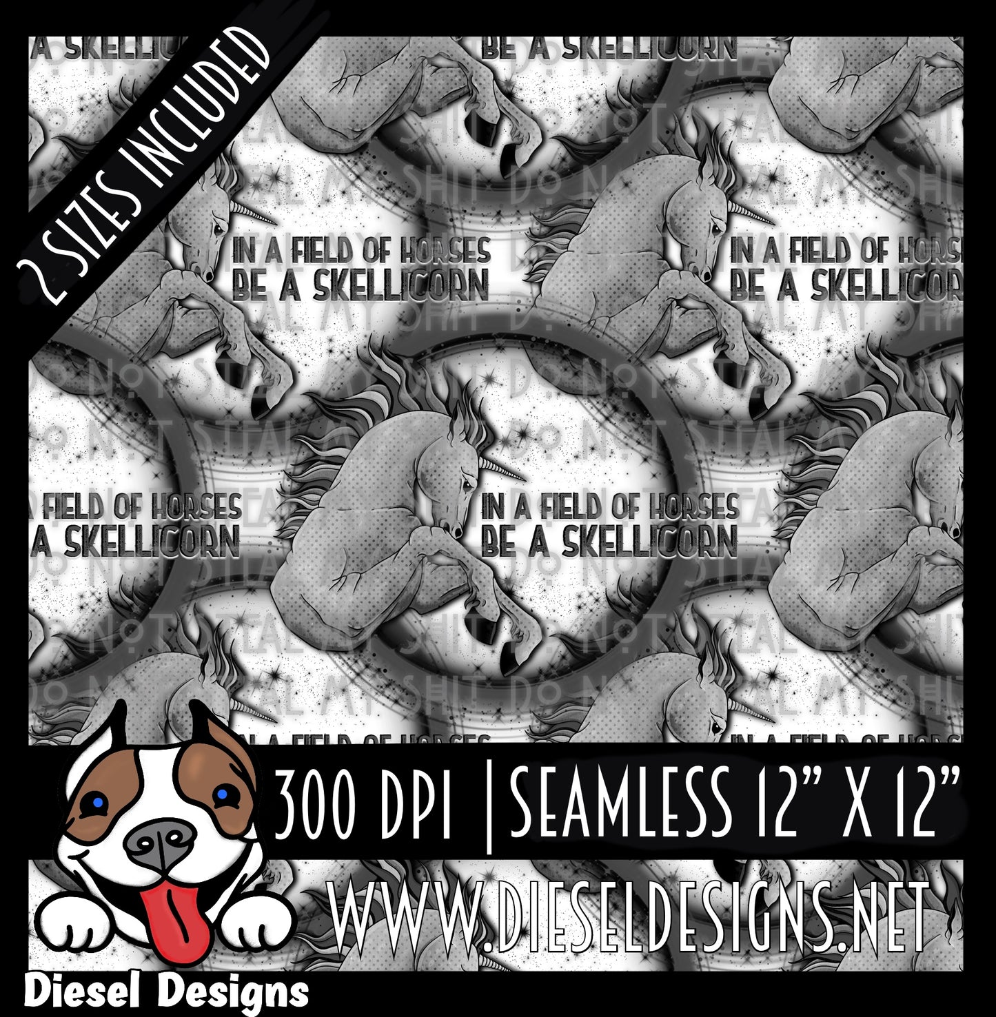 Skellicorn Seamless #1  | 300 DPI | Seamless 12"x12" | 2 sizes Included |