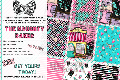 Naughty Baker Bundle | 300 DPI | PNG | Seamless | Tumbler Wraps | Libby Wraps