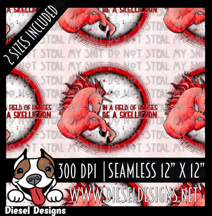 Red Skellicorn Seamless Designs | 300 DPI | Seamless 12"x12" | 2 sizes Included |