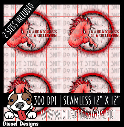 Red Skellicorn Seamless Designs V2 | 300 DPI | Seamless 12"x12" | 2 sizes Included |