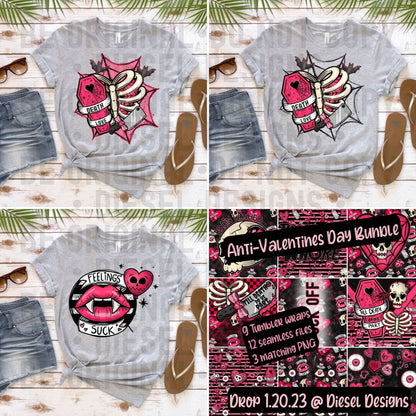 Anti-Valentines Day Bundle | 300 DPI | PNG | Seamless | Tumbler Wraps |