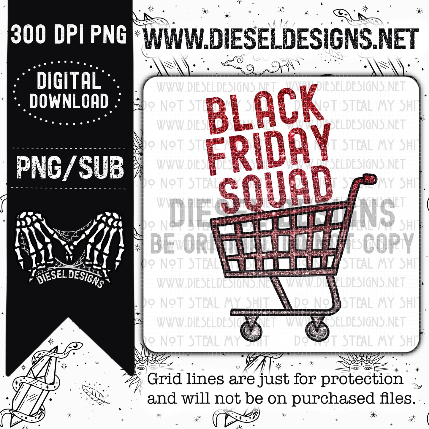 Black Friday Squad Glitter  | 300 DPI | Transparent PNG