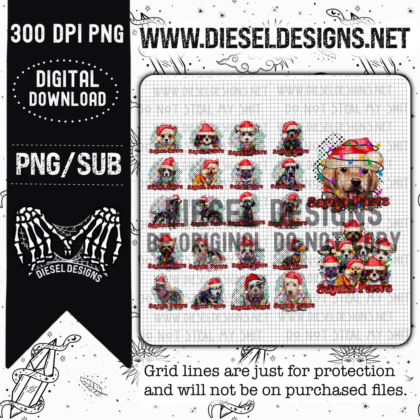 Santa Paws Puppy Bundle | 300 DPI | Transparent PNG