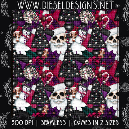 Creepy Christmas Dark Seamless  | 300 DPI | Seamless 12"x12" | 2 sizes Included