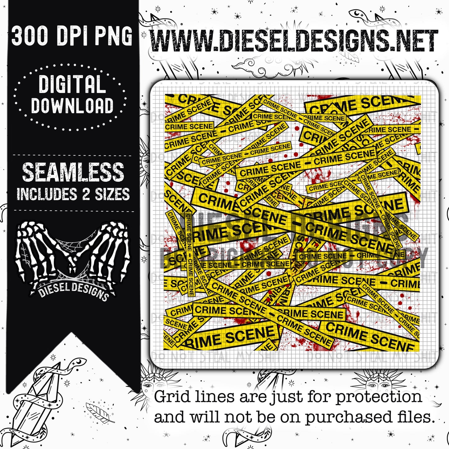 Crime Scene Seamless  | 300 DPI | Seamless 12"x12" | 2 sizes Included