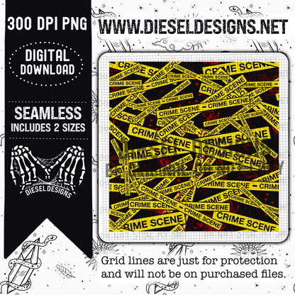 Crime Scene Black Seamless  | 300 DPI | Seamless 12"x12" | 2 sizes Included