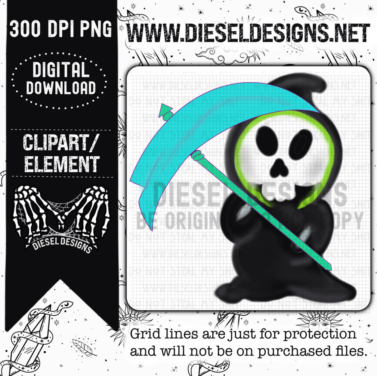 Grim Reaper Clipart 3  | 300 DPI | Transparent PNG | Clipart |