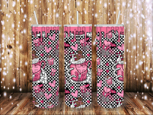 Valentine's Day Checkered | 300 DPI | 20 oz Skinny Tumbler Wrap