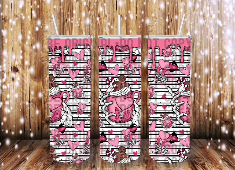 Valentines Day Stripes | 300 DPI | 20 oz Skinny Tumbler Wrap