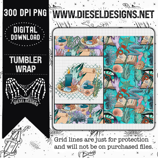 Mermaid Spells Tumbler Wrap | Design | 300 DPI | PNG |