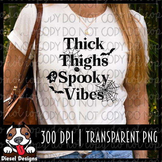 Thick thighs and spooky vibes Solid Black digital download