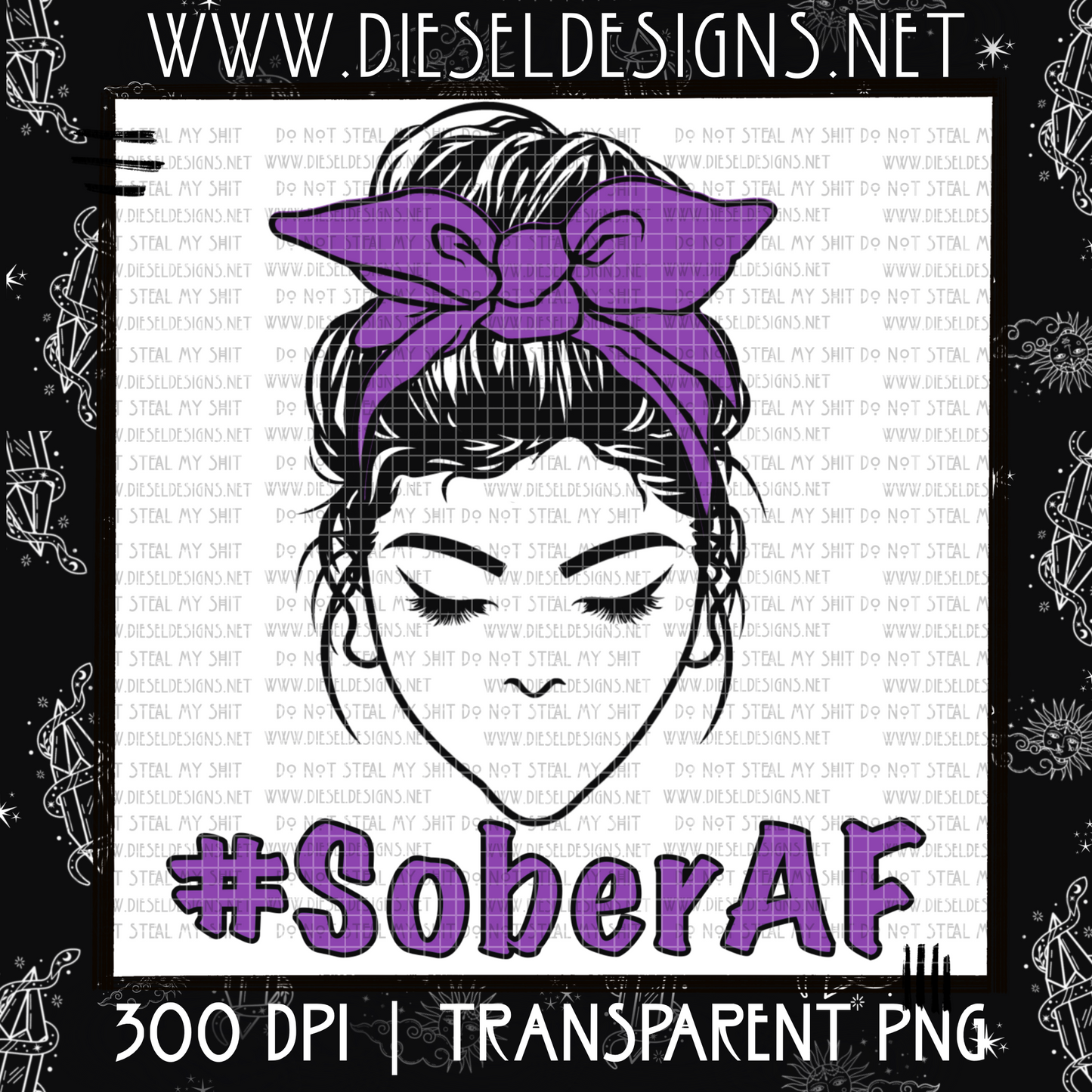 Purple Sober AF | 300 DPI | Transparent PNG