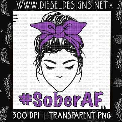 Purple Sober AF | 300 DPI | Transparent PNG
