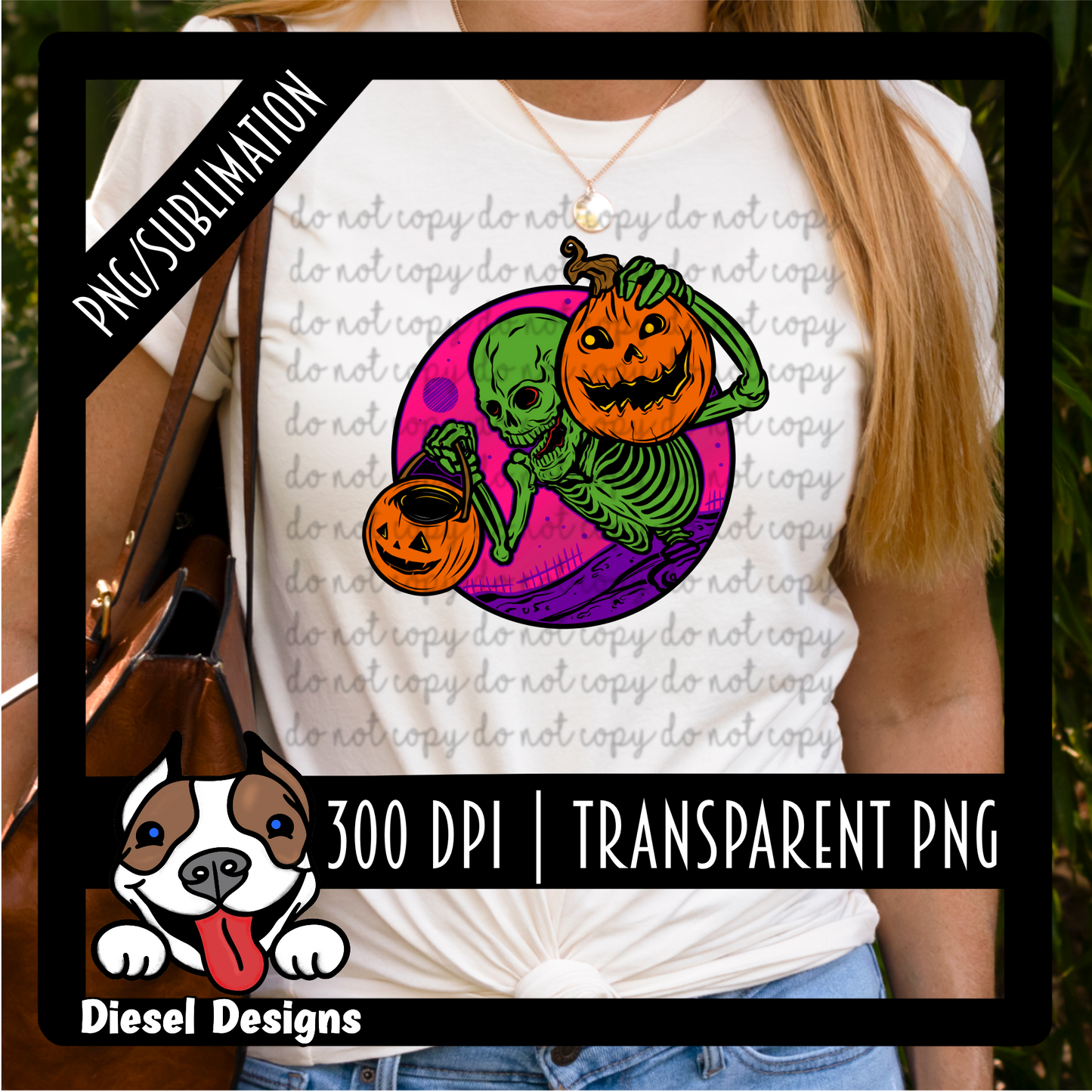 Skeleton & Pumpkins PNG/Sublimation file