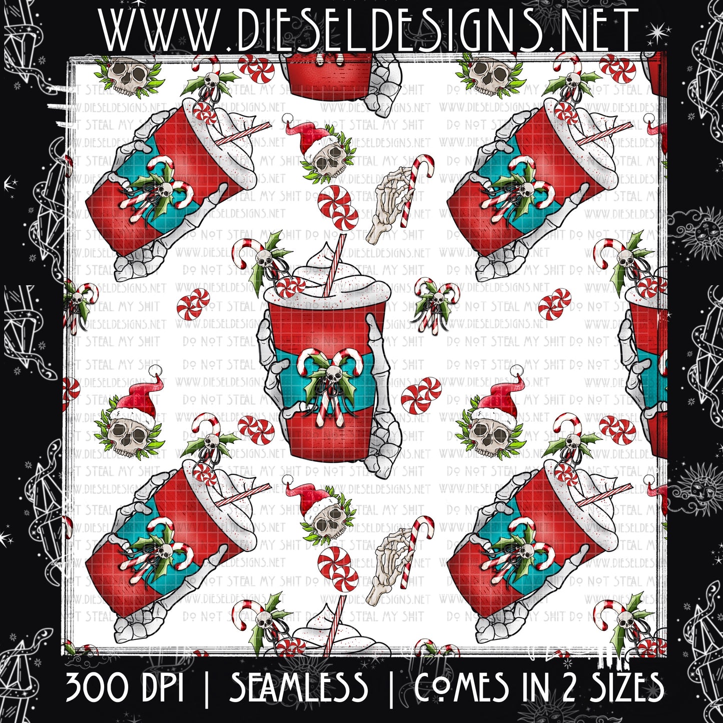 Peppermint Mocha Seamless | 300 DPI | PNG |