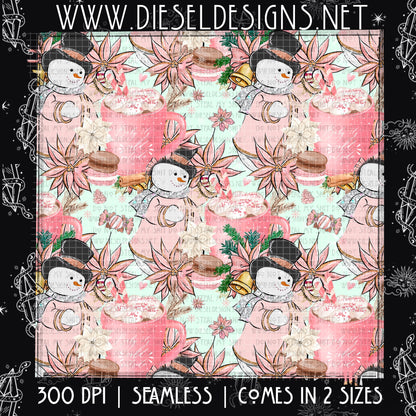 Pink Christmas (Blue) Seamless | Design | 300 DPI | PNG