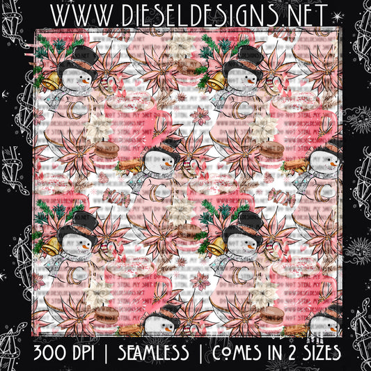 Pink Christmas (White) Seamless | Design | 300 DPI | PNG