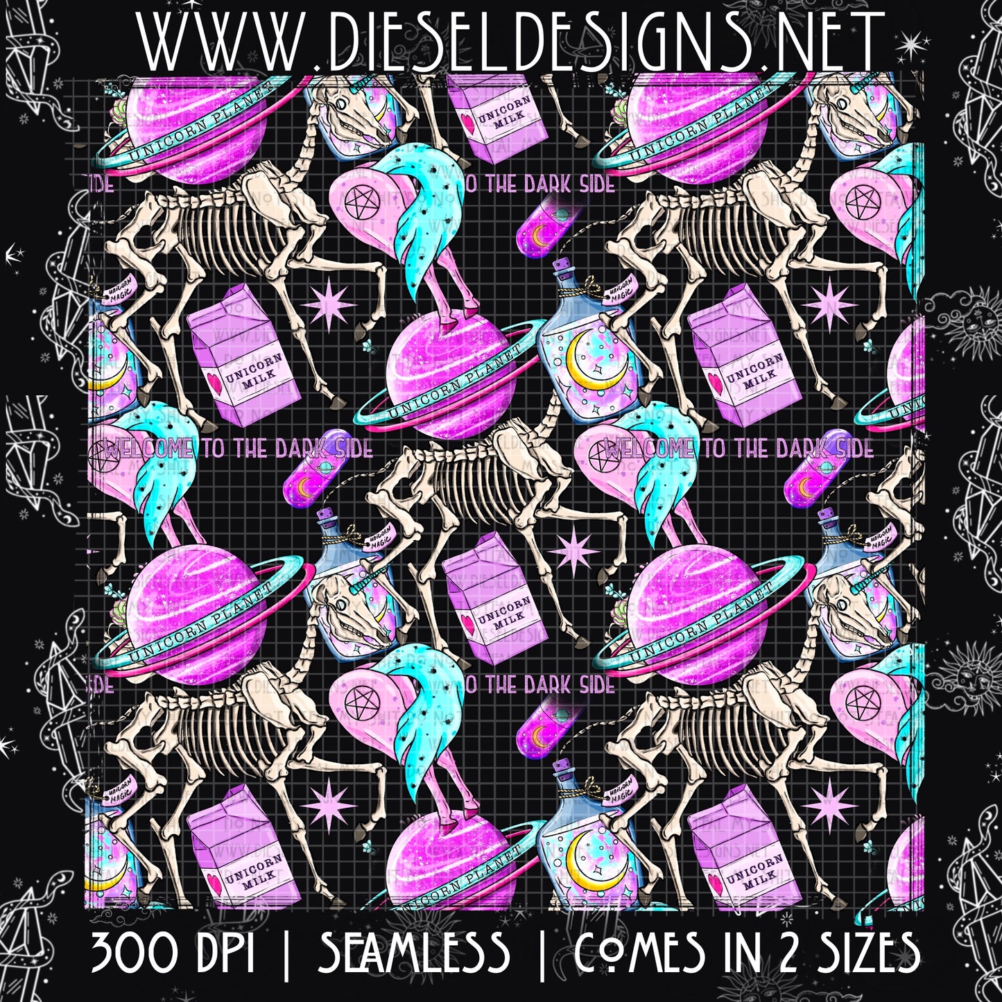 Skellicorn Black Seamless | DESIGN | 300 DPI | PNG |