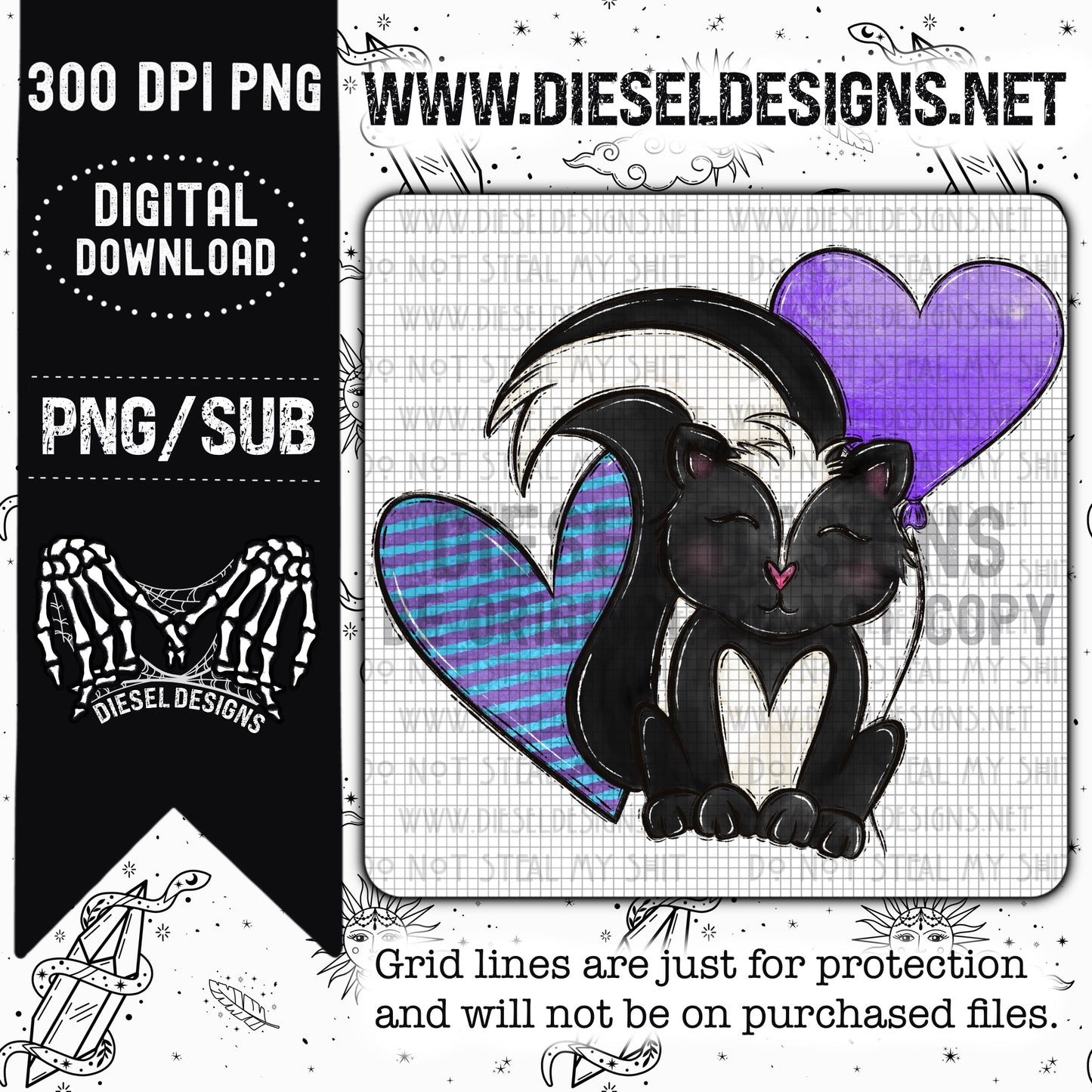 Skunk Love PNG  | 300 DPI | Transparent PNG