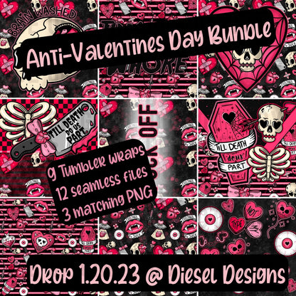 Anti-Valentines Day Bundle | 300 DPI | PNG | Seamless | Tumbler Wraps |