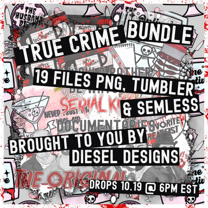 True Crime Bundle | 300 DPI | PNG | Seamless | Tumbler Wraps |