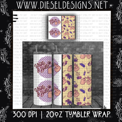 Wake n Bake Split Tumbler | Design | 300 DPI | PNG